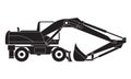 Excavator. Black detailed illustration isolated on white background. Transportation vector icon Royalty Free Stock Photo